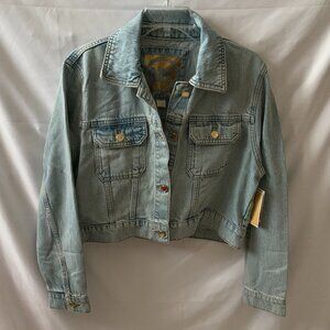 MICHAEL KORS Cropped Denim Jacket in Light Stone Wash Sz LARGE